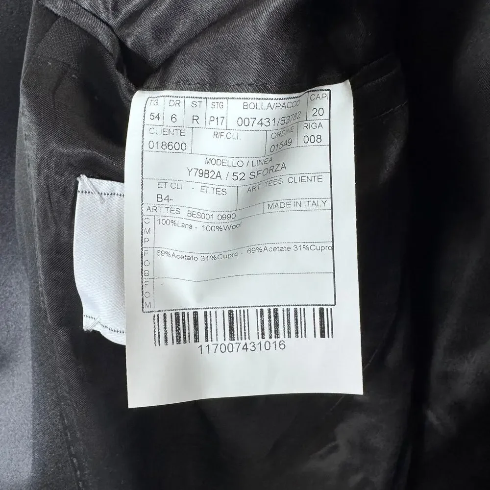 Boglioli Black Wool Satin Peak Lapel Tuxedo Jacket 52 Single Breasted Sport Coat